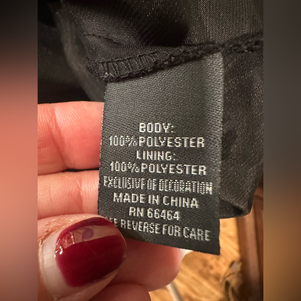 Dressbarn Collection Fit & Flare Midi Black Tan Mesh Overlay Ribbon Tie Waist - Picture 8 of 10